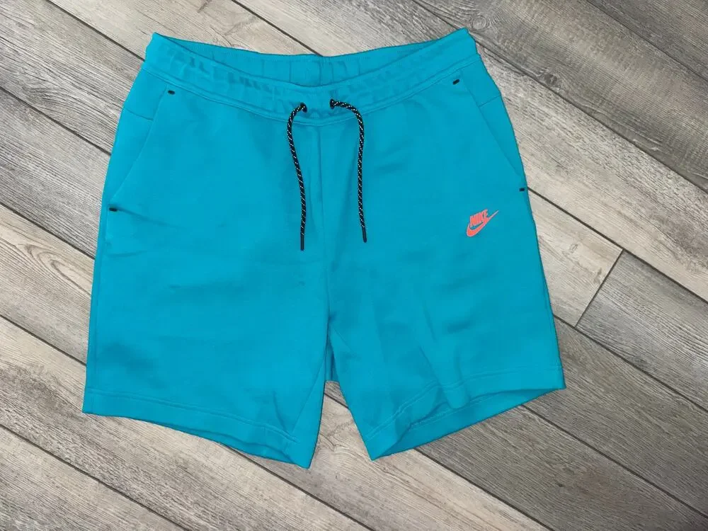 Nike Tech Fleece Shorts Aquamarine/Turf Orange CU4503-356 Size Large